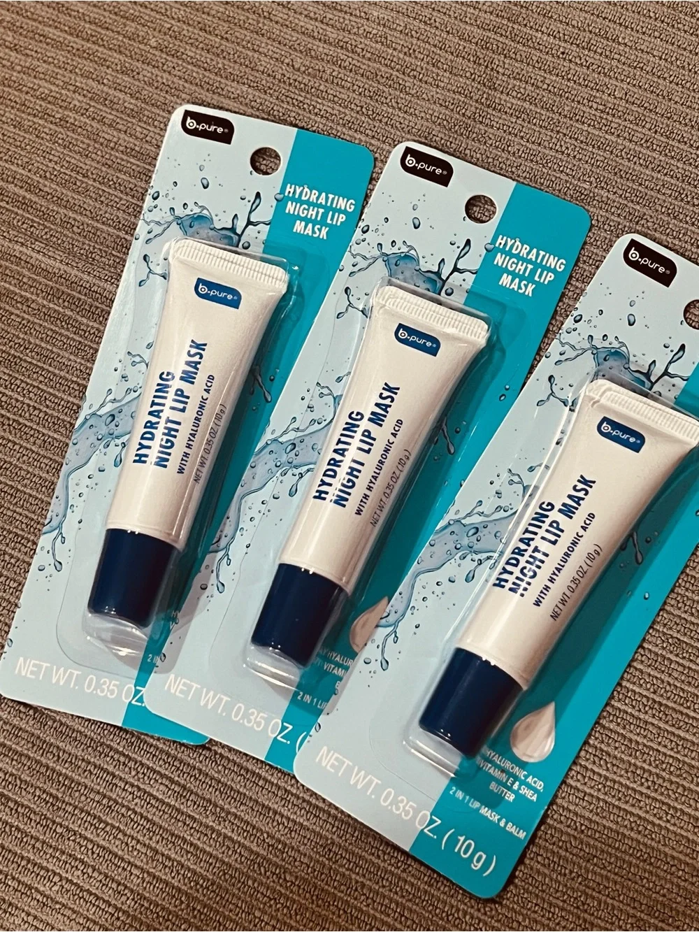 b.pure Hydrating Night Lip Mask - Blue/White - Set of 3